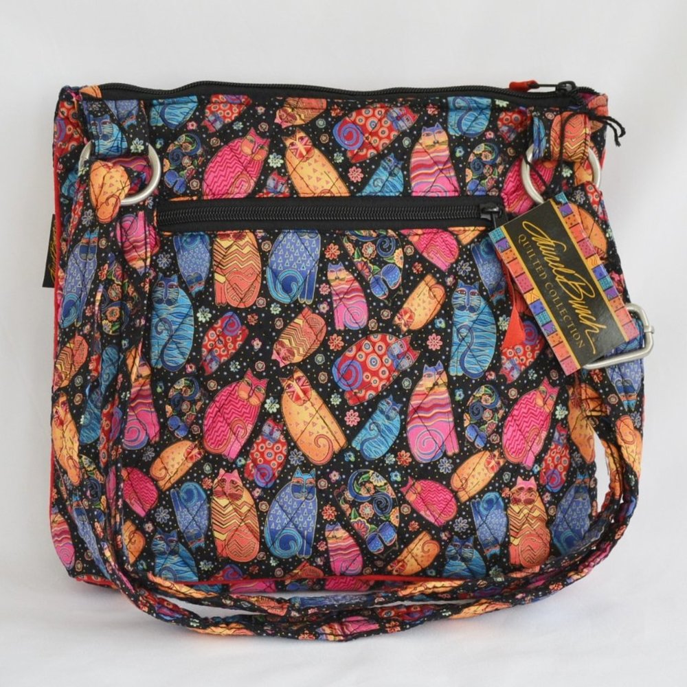 Laurel Burch Cat Quilted Crossbody Handbag